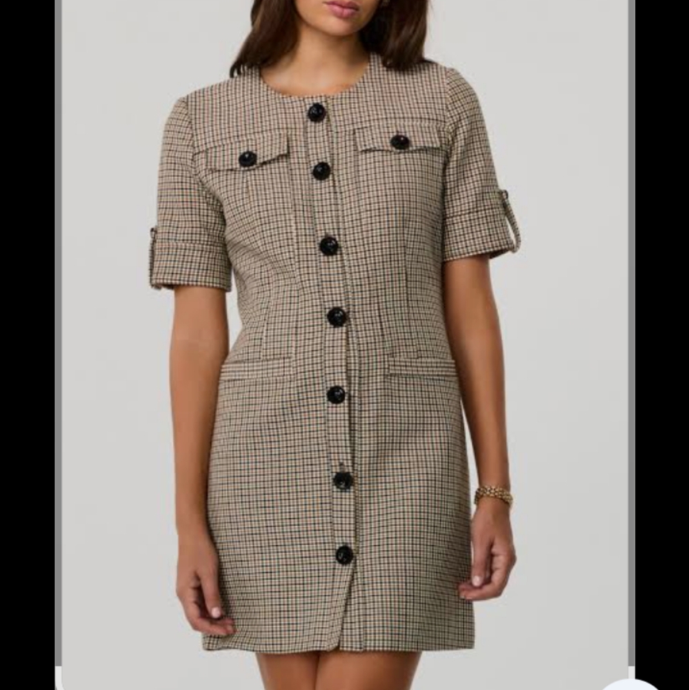Toccin Gale Plaid Button Front Mini Dress